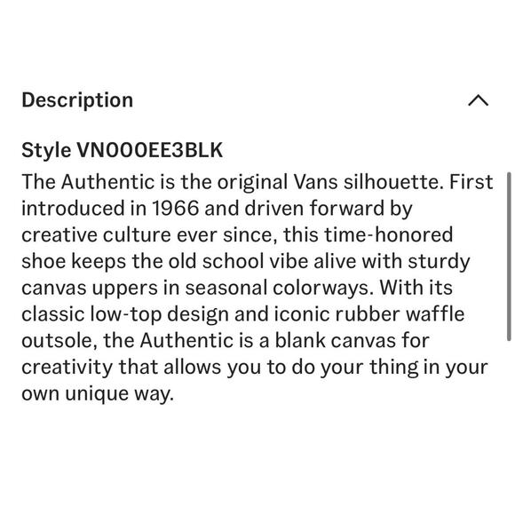 Vans Authentic Shoe Black/White Classic Canvas VN000EE3BLK Mens 8 Women’s 9.5 - Picture 6 of 6